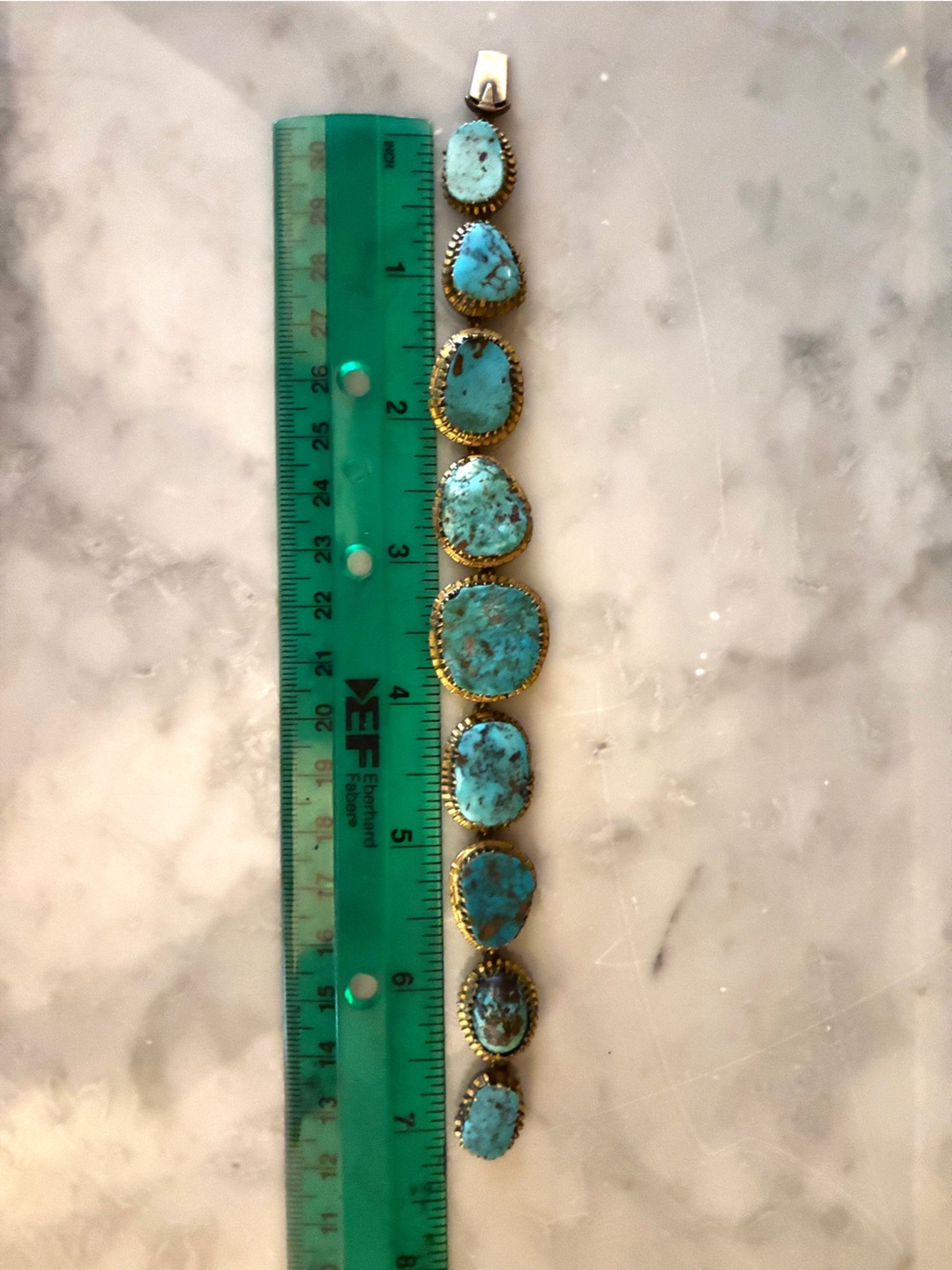 Vintage/Estate hand made Gold plated Turquoise eternity bracelet - Women Jewelry - Picture 6 of 6